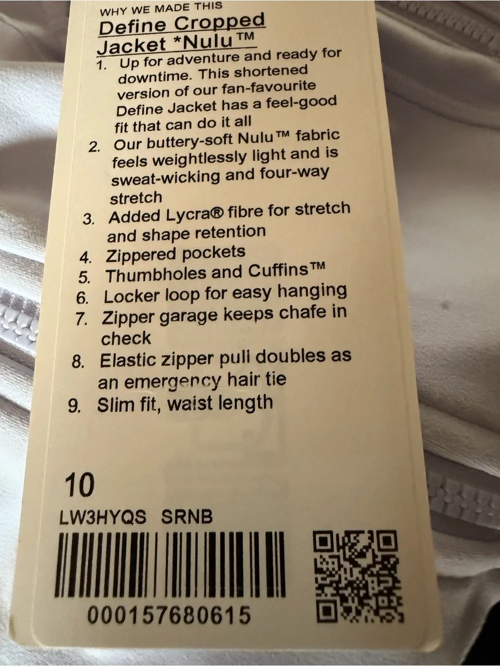 lululemon athletica define cropped 10 NWT - Picture 3 of 3